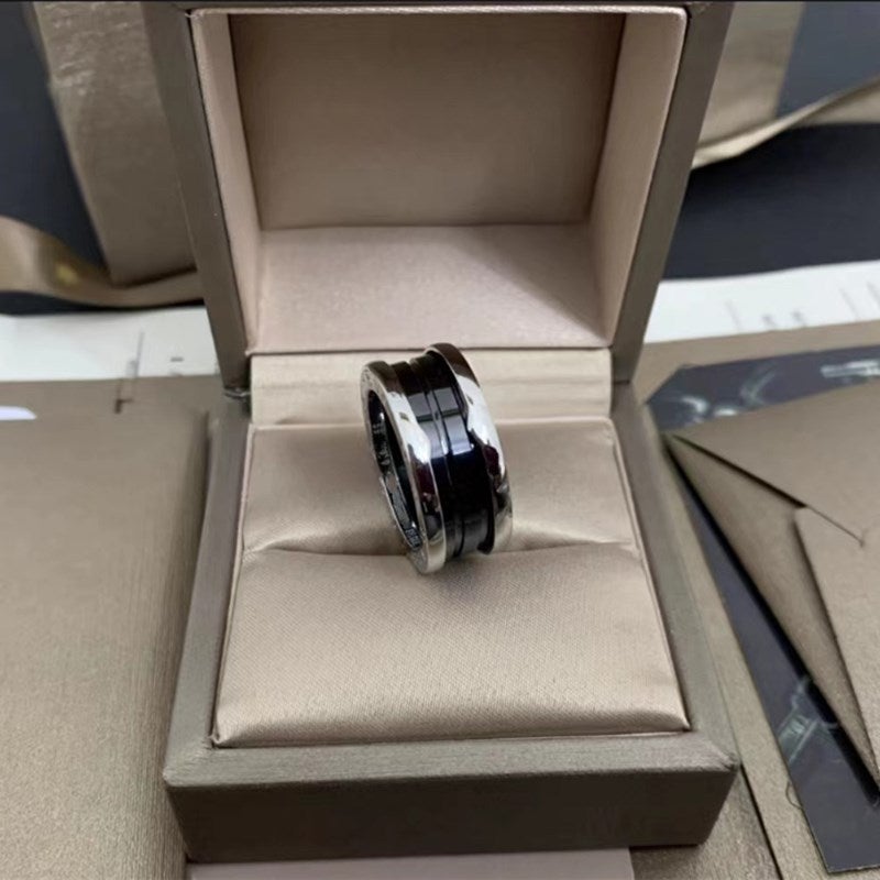 Baojia Black Ceramic Men'S And Women'S Ring Little Red People Charity Couple'S Ring Fashion Internet Popular Joker Spring Ring - Image 1